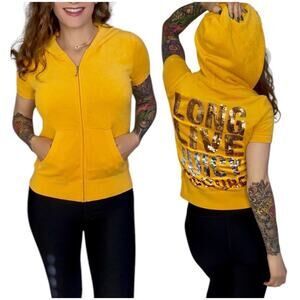 Vintage Y2K LONG LIVE JUICY COUTURE Sequin French Terry Cloth Zip Up Hoodie Sz S
